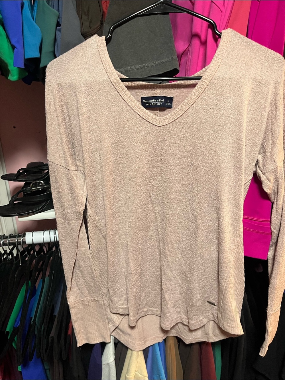 Abercrombie & Fitch Pink V-Neck Knit Sweater